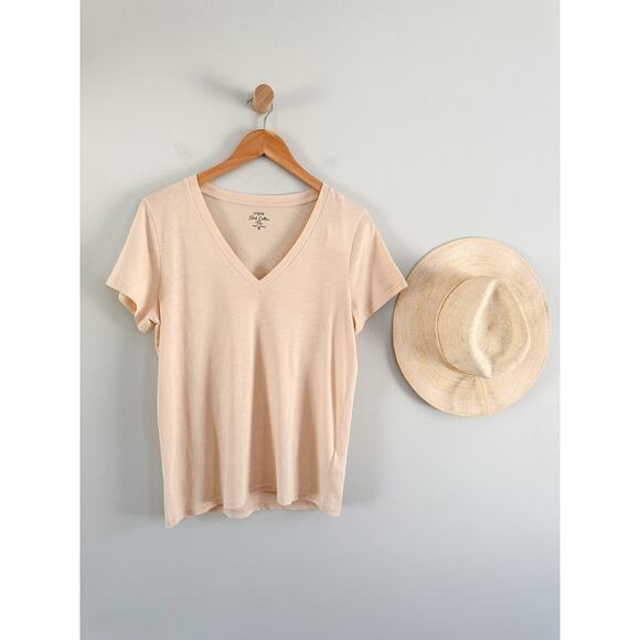 J Crew Factory | NWT Short-sleeve vintage cotton Vneck tee Caribbean Sand } Sz M - Picture 2 of 7